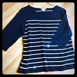 Navy sequin stripes shirt